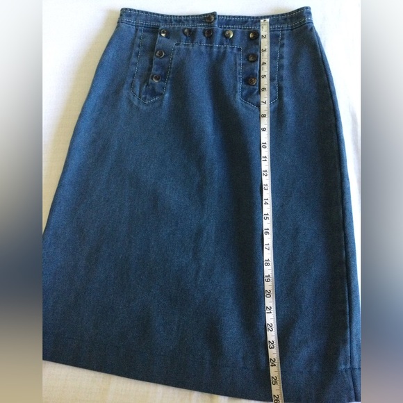 CELINE YACHTING TWILL DENIM CANVAS NAUTICAL BUTTON SKIRT SIZE 38 FRANCE - Picture 7 of 16